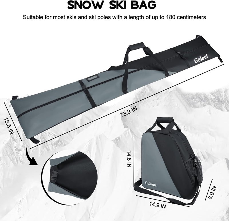 Goloni Ski Bag and Boot Bag Combo,Ski Bags for Air Travel,Snowboard Bag Fits for Skis Up to 180 CM and Boots Up To Size US13 - Image 4